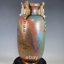 15.3 song dynasty old antique huizong mark guan kiln jun porcelain gilt bottle