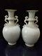 15.7 Chinese Porcelain Qing Dynasty Qianlong Mark A Pair White Dragon Ear Vase