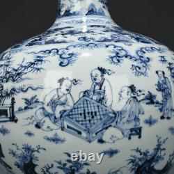 16.5 Chinese Porcelain ming dynasty xuande mark Blue white elderly bamboo Vase