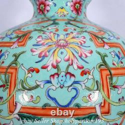 16.8 Marked Chinese Colour enamels Porcelain Flower Bottle Vase Pair
