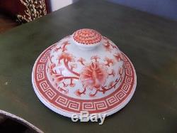 16 Vintage Tong-chi Chinese Orange & White Porcelain Temple Jar / Vase