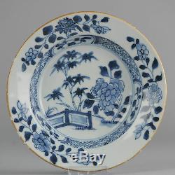 1740 Qianlong Chinese Porcelain Porridge Plate Butterfly & Flower Antique Qing