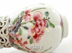 17C Chinese Export 2 Gilt Famille Rose Porcelain Vase Tea Caddy Goose Peacock