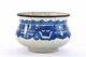 17c Kangxi Chinese Blue & White Crackle Soft Paste Porcelain Censer Bowl Metal