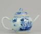18c Chinese Porcelain Qianlong /yongzheng Blue And White Garden Teapot