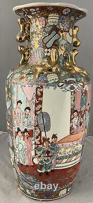 18c Antique Chinese Mandarin Blue & white Porcelain 19 Vase Sign Qing Dynasty