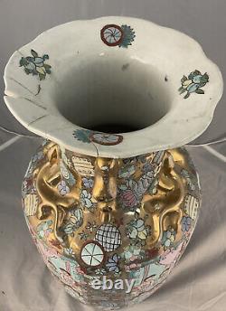18c Antique Chinese Mandarin Blue & white Porcelain? 19 Vase Sign Qing Dynasty