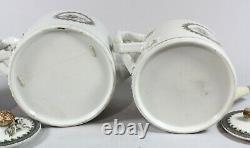 18th Century Chinese Export European Gilt Grisaille Porcelain Tea Pots & Saucer