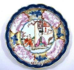 18th Century Chinese Export Famille Rose Porcelain Plate Dish Figure Figurine
