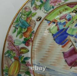 18th Century Chinese Famille Rose Mandarin Porcelain Plate Butterflies, Berries