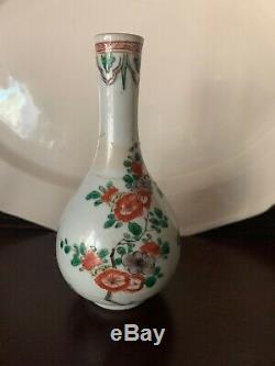 18th Century Kangxi Famille Verte Chinese Export Porcelain Bottle Vase! NR