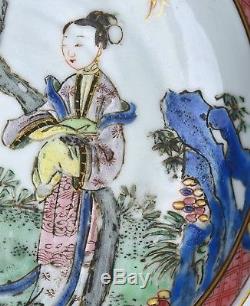 18th Century Qianlong Chinese Famille Rose Porcelain Plate Dish Figure Figurine