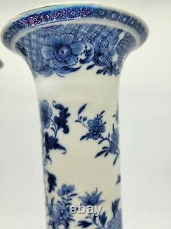 18th c. Chinese Qing Dynasty Gu Beaker Underglaze blue pair of porcelain vases
