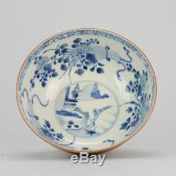 19.3CM 18C Kangxi Blue White Batavian Bowl Chinese Antique Porcelain Qing