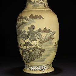 19.7 Chinese Antique Porcelain qing dynasty qianlong Blue white landscape Vase