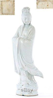 1940's Chinese White Glaze Monochrome Porcelain Buddha Quan Kwan Guan Yin Figure