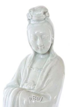 1940's Chinese White Glaze Monochrome Porcelain Buddha Quan Kwan Guan Yin Figure