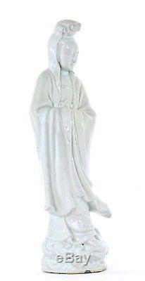 1940's Chinese White Glaze Monochrome Porcelain Buddha Quan Kwan Guan Yin Figure