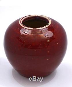 19C Chinese Oxblood Flambe Porcelain Small Pot Vase Jar Scholar Water Coupe
