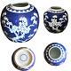 19c Chinese Porcelain Jar Pot Vase Prunus & Cracked Ice & Double Ring Mk/mint