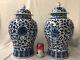 19c/20th Century Pair Of Chinese Blue White Porcelain Ginger Jar Vases 20 High