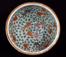 19th C. Chinese Famille Rose Porcelain Fish Bowl Planter Pot Mandarin Jardiniere