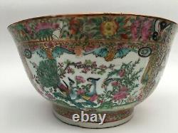 19th C. Large Chinese Porcelain CANTON Famille Rose PUNCH OVAL Bowl