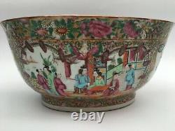 19th C. Large Chinese Porcelain CANTON Famille Rose PUNCH OVAL Bowl