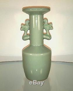 19th Century Antique Chinese'Longquan' Celadon Mallet Porcelain Vase'Kinuta