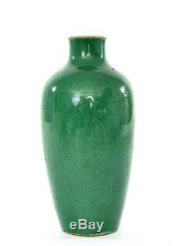 19th Century Chinese Apple Green Crackle Glaze Monochrome Porcelain Vase