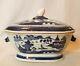 19th Century Chinese Export Porcelain Blue Canton Soup Tureen Make-do Finial