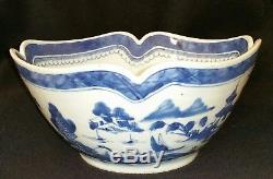 19th Century Chinese Export Porcelain Canton Fruit or Salad Canted Corner Bowl