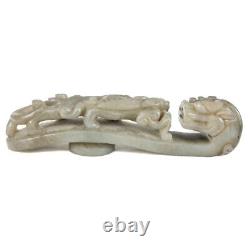 19th Century Chinese White Nephrite Jade Carved Buckle
