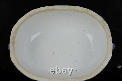 19th century Antique Chinese tureen export porcelain blue and white canton