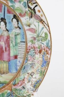 19th century rose mandarin antique Chinese plate Qing