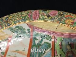 19thC CHINESE EXPORT PORCELAIN ROSE MANDARIN CHARGER / WALL PLATE 16 1/8