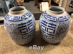 2 Double Happiness Ginger Jar Blue And White Porcelain Vintage Chinese With mark