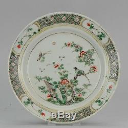 20.3cm Antique ca 1700 Chinese Porcelain Kangxi Dish Plate Famille Verte Flow