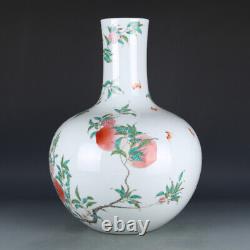 20.4 Old Chinese porcelain qing dynasty yongzheng mark famille rose peach vase