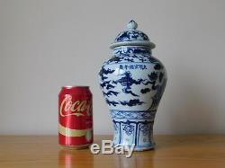 20th Vintage Chinese Blue and White Porcelain Phoenix Vase Ming Xuande Mark