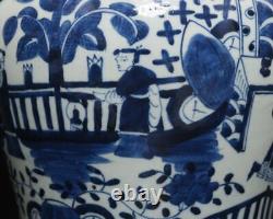 22.5CM Old Antique Chinese Blue & White Porcelain Pot Vase with figure