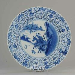 26CM Ca 1700 Kangxi Chinese Porcelain Plate Hunters Rabbit Chenghua Mark