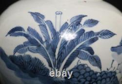 27CM Qianlong Signed Old Chinese Blue & White Porcelain Vase withfigure
