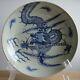 27cm. Chinese Antique Dragon Porcelain Blue And White Ceramic Plate Handpainted