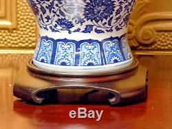 28/29 Pair Of Blue & White Jingdezhen Chinese Porcelain Temple Jar Vase Lamps