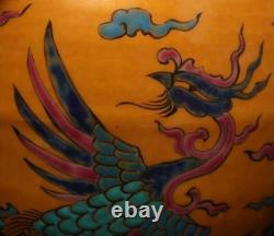 29CM Xuande Old Signed Antique Chinese Five Colors Porcelain Vase with dragon