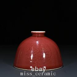 3.9 Chinese Old Antique Porcelain Qing dynasty kangxi mark red glaze Zun Vase