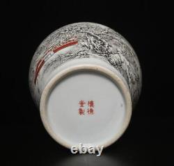 31CM Shendetang Signed Antique Chinese Ink Color Vase With landscape