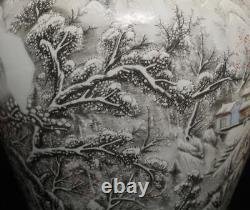 31CM Shendetang Signed Antique Chinese Ink Color Vase With landscape