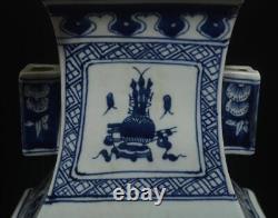 37CM Kangxi Old Signed Antique Chinese Blue & White Porcelain Vase with landscape